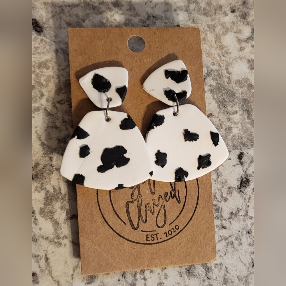 Cow Print Clay Earrings